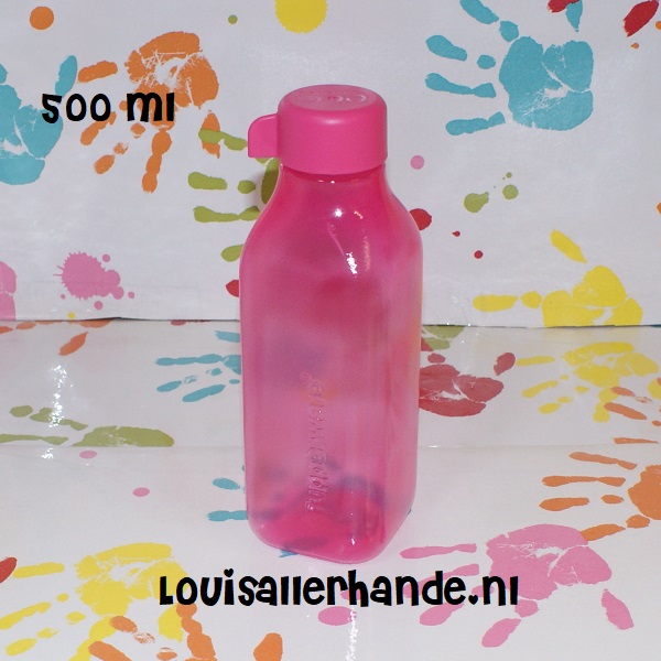 Mijnwerker Productiviteit houd er rekening mee dat Tupperware eco fles vierkant 500ml kleur roze met draaidop - Louis  Allerhande